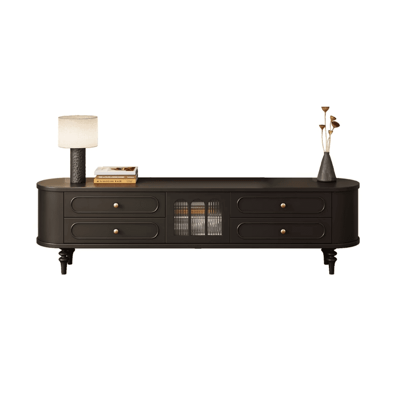 Modern Real Wood TV Stand with Shelf, 4 Drawers, Hutch, and Door thumbnail 2