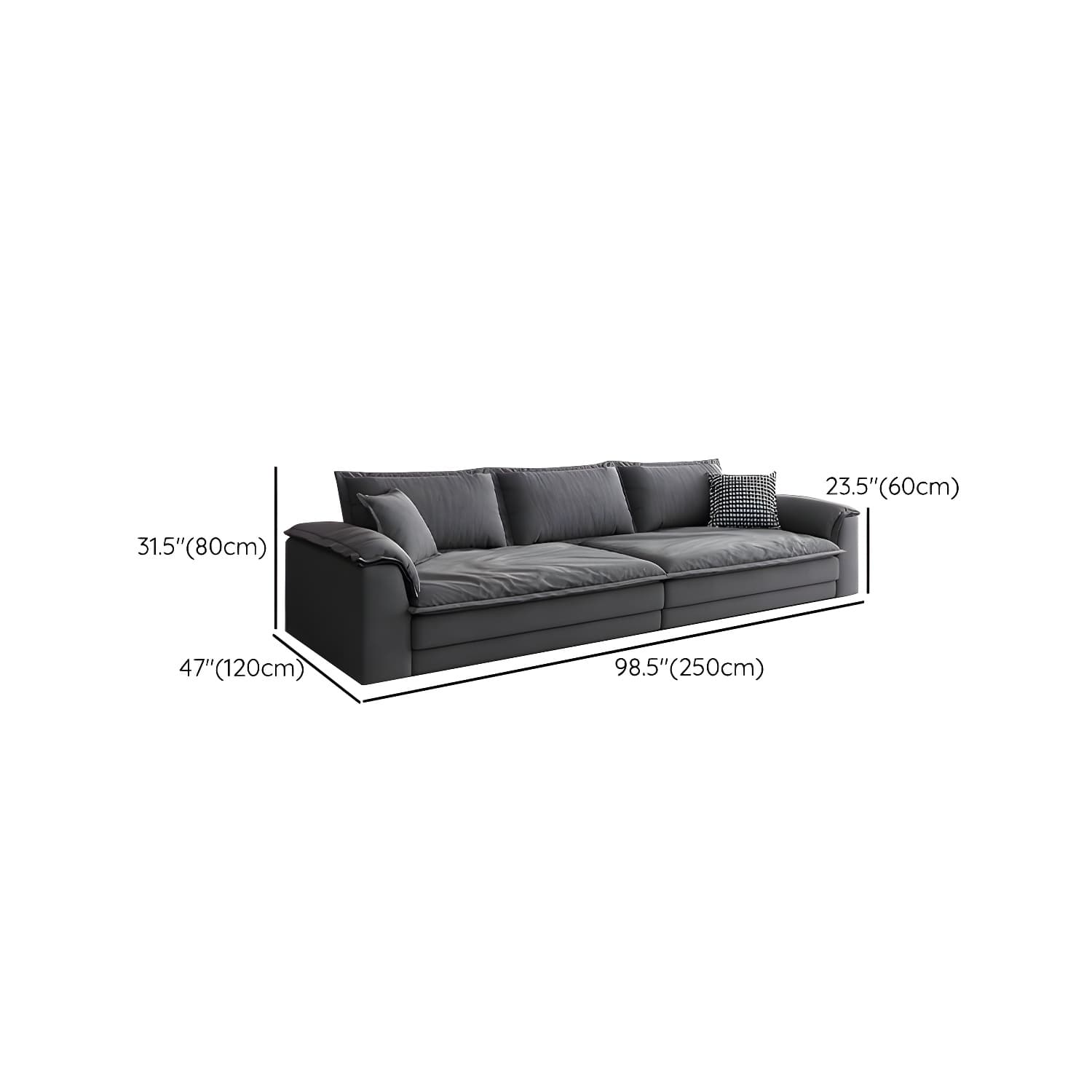 47" Deep Frosted Velvet Wood Gray Non-resistance Sectional Sofa - image 17