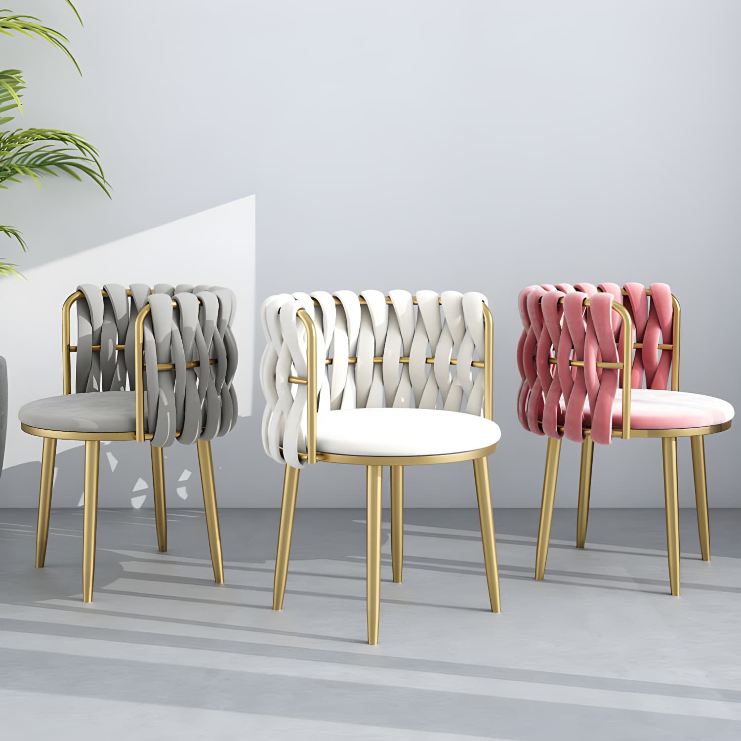 Nordic Metal Dining Room Chairs Velvet Armless Dining Chairs for Restaurant thumbnail 10