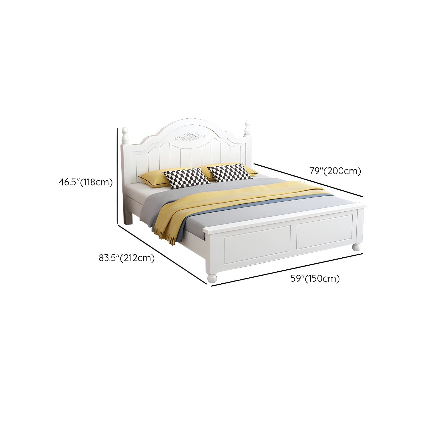 Modern Solid Color Wooden Freestanding Bed Frame with Headboard thumbnail 11