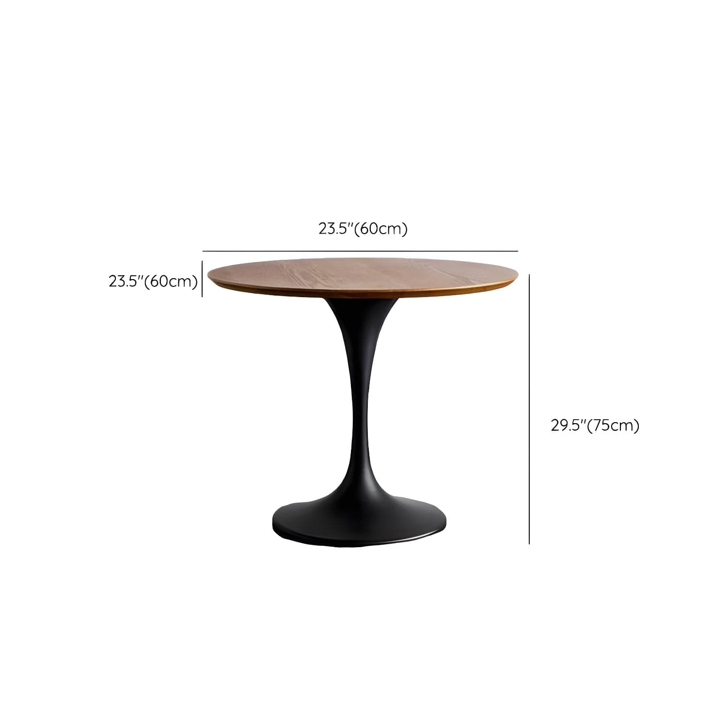Scandinavian Standard Height Round Wood-Top Dining Table, Metal Tulip Base, Simple Assembly thumbnail 12