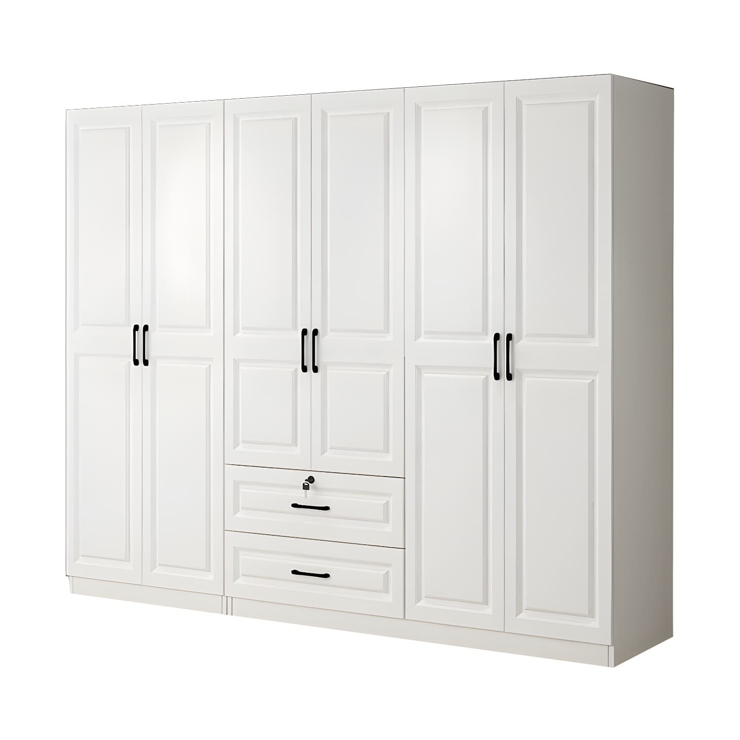 White Wood Wardrobe Armoire with Drawers, Shelves, and Clothing Rod thumbnail 5