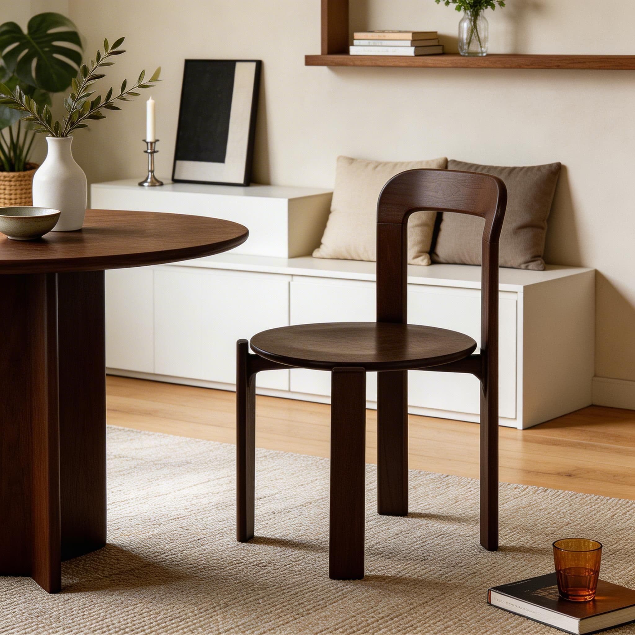 Scandinavian Natural Wood Armless Kitchen Chair 15.3inch Wide Non-Swivel 1 Piece thumbnail 24