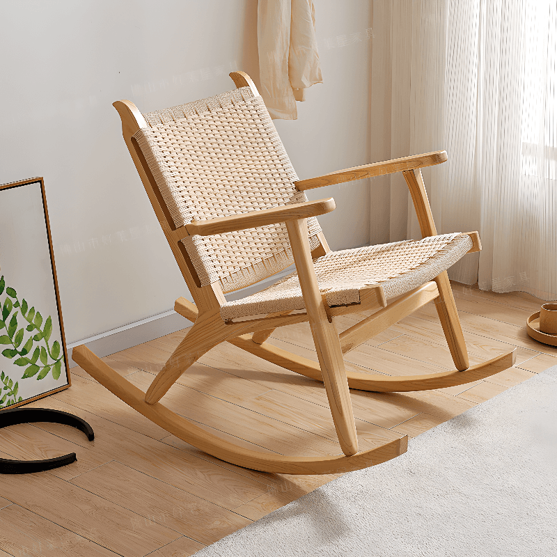 Wood Front Porch Rocking Chairs with Rear Back, Stationary thumbnail 5