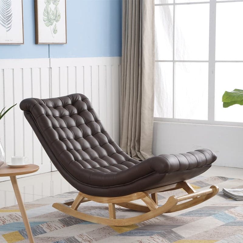 Stationary Ergonomic Rocking Chair with Rear & Ottoman, Green/Yellow/Coffee thumbnail 3