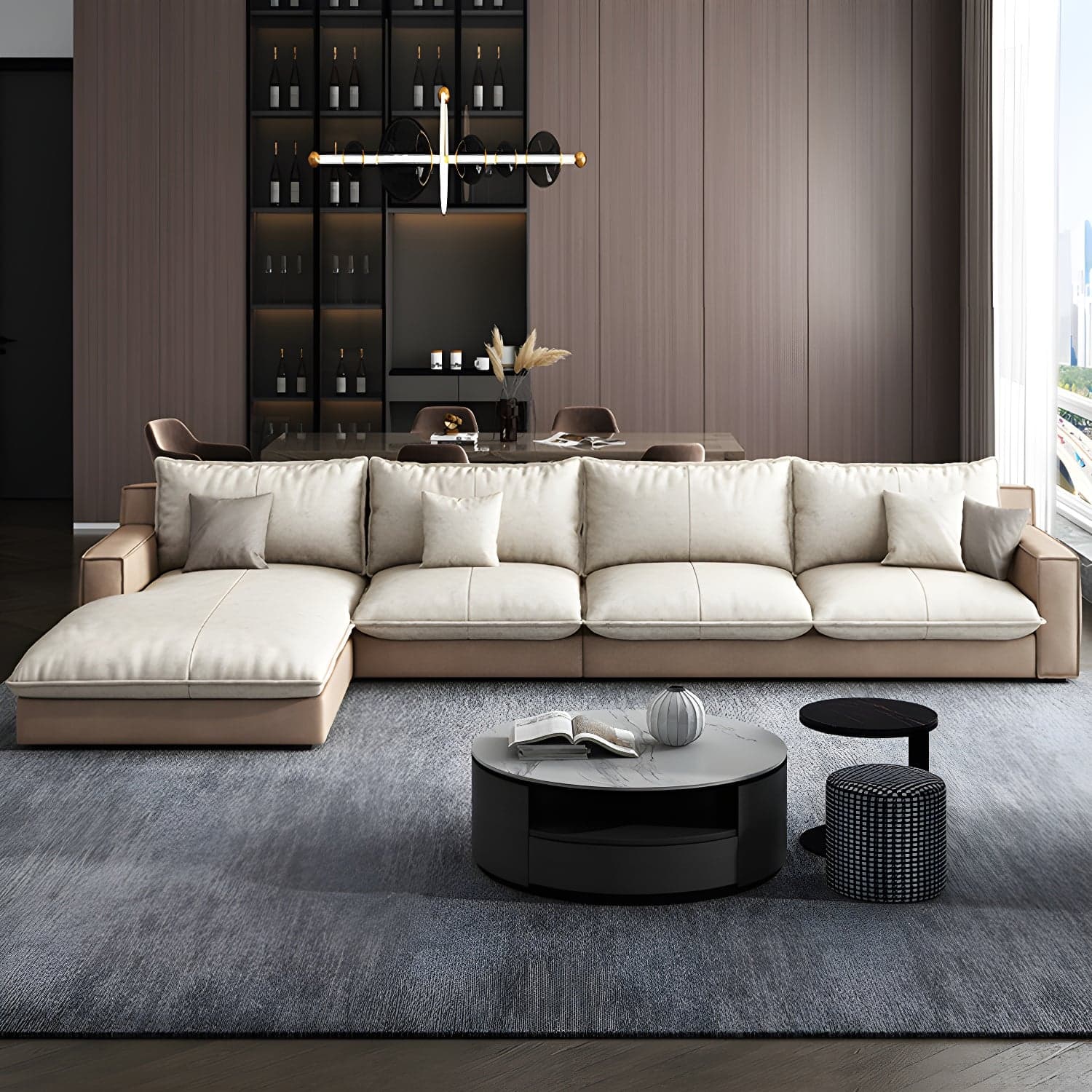 Scandinavian Pillow Back Sectional with Square Arm for Living Room thumbnail 6