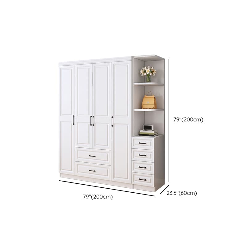 Modern White Wood Wardrobe Armoire with Soft-Close Drawers and Clothing Rod thumbnail 21