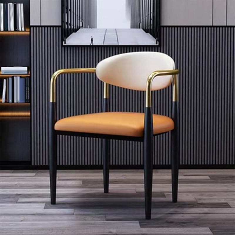Faux Leather/Velour Upholstered Arm Chair with Arms and Black Legs in a Casual Style thumbnail 6