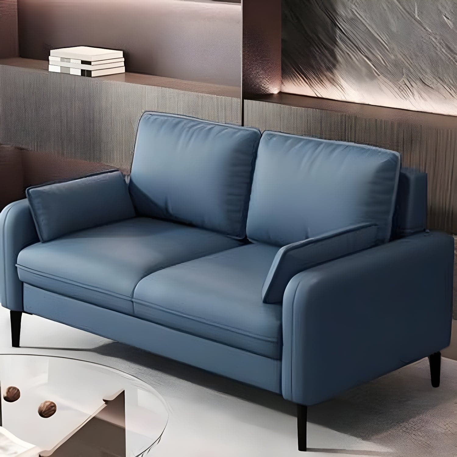 2-Seater Modern Cushioned Sofa with Bolster Pillows for Living Room thumbnail 5