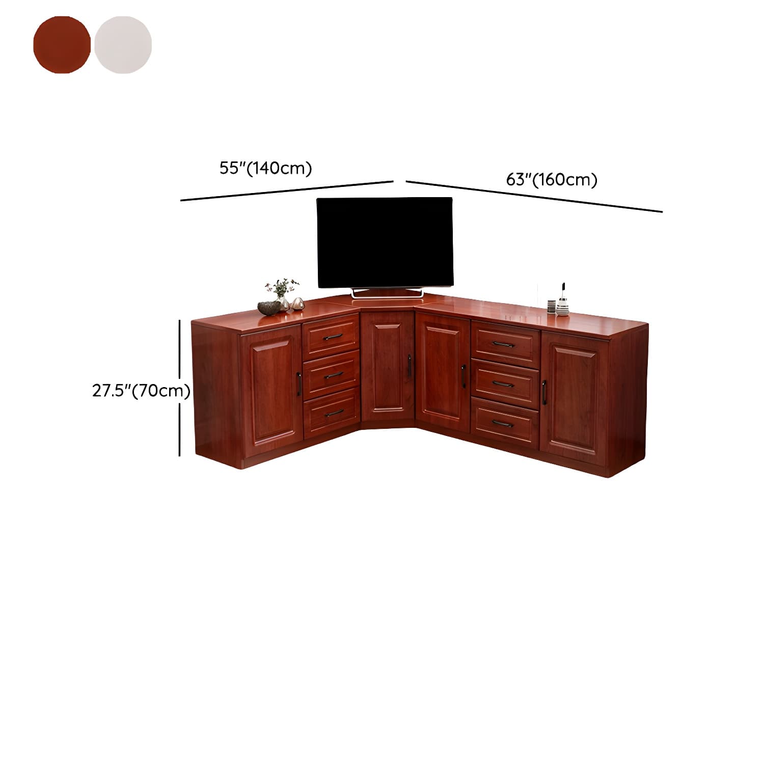 Modern Solid Wood Corner TV Stand Console with 6 - Drawer - 27.56" thumbnail 16