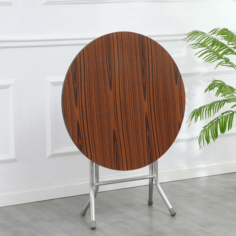Art Deco Sepia/Natural Color/Cream Rounded Dining Table with Timber Top, Portable and Collapsible for 2 People thumbnail 3