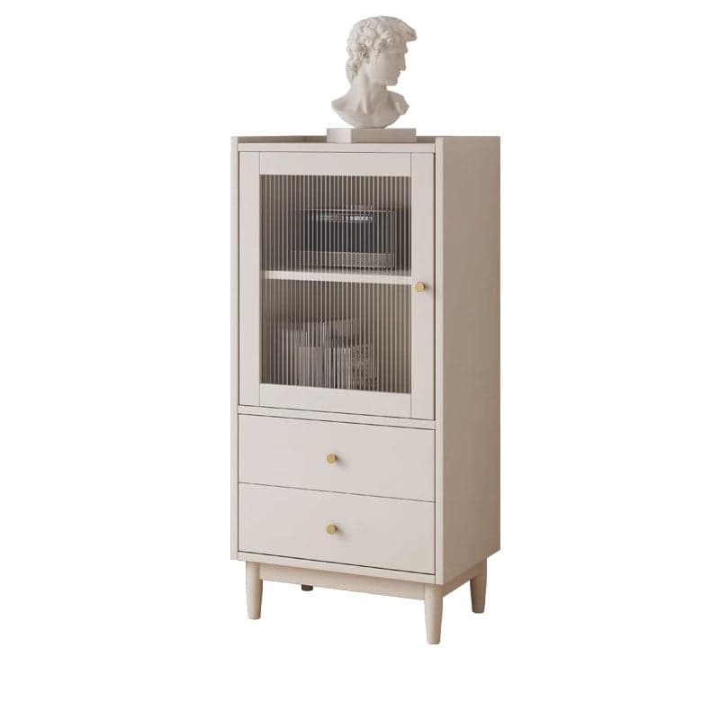 Scandinavian Solid Wood Accent Cabinet with Glass Door, 1 Cabinet and 2 Drawers for Living Room thumbnail 1