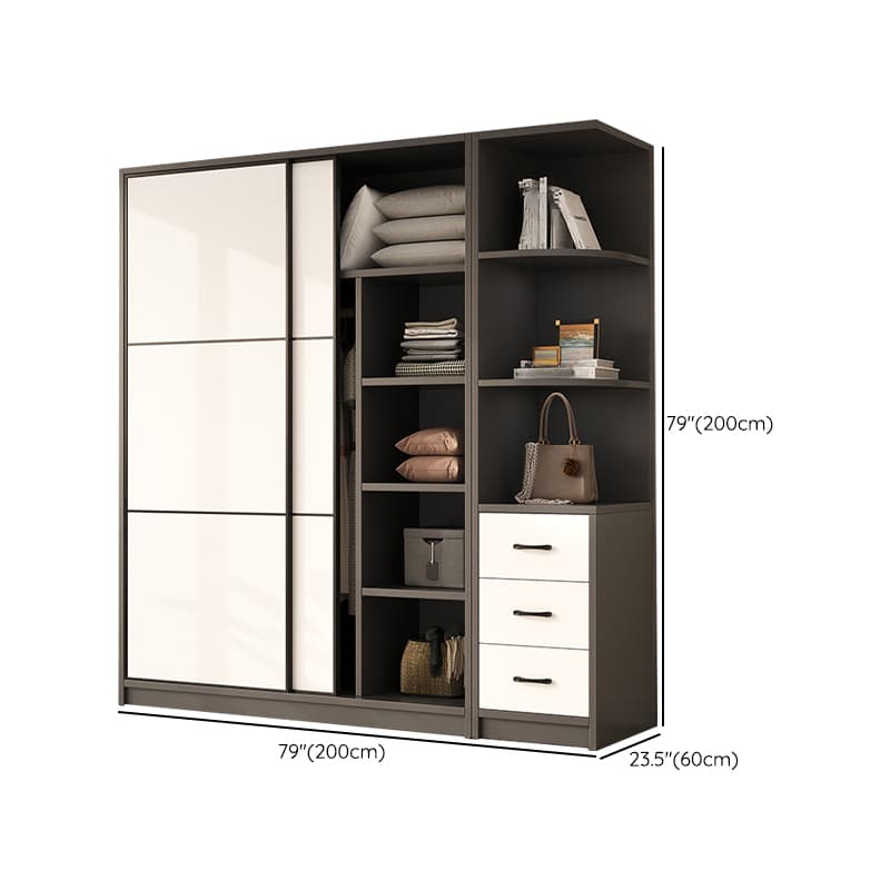 Detached Timber Gray Wardrobe Armoire with Soft Close Door, Interior Shelves and Hanging Rod, Soft Close Drawer Included/Not Included thumbnail 21