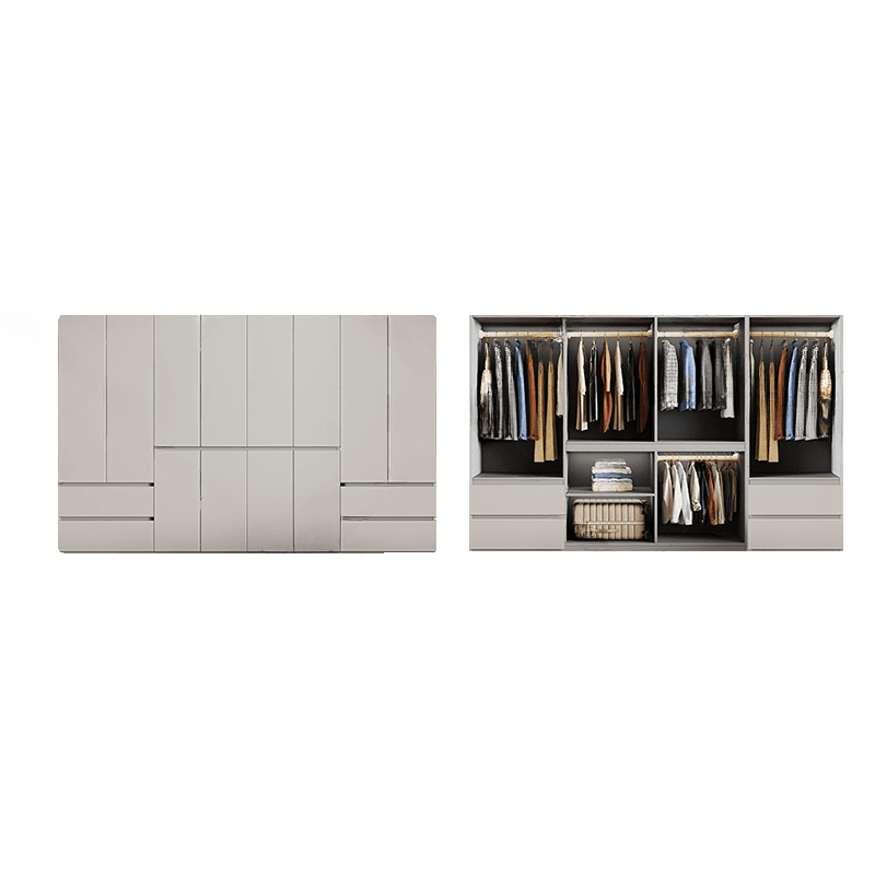 Cream Trendy Reclaimed Wood Wardrobe Armoire with Soft Close Drawer, Soft Close Door, Interior Shelves, and Clothing Rod thumbnail 36