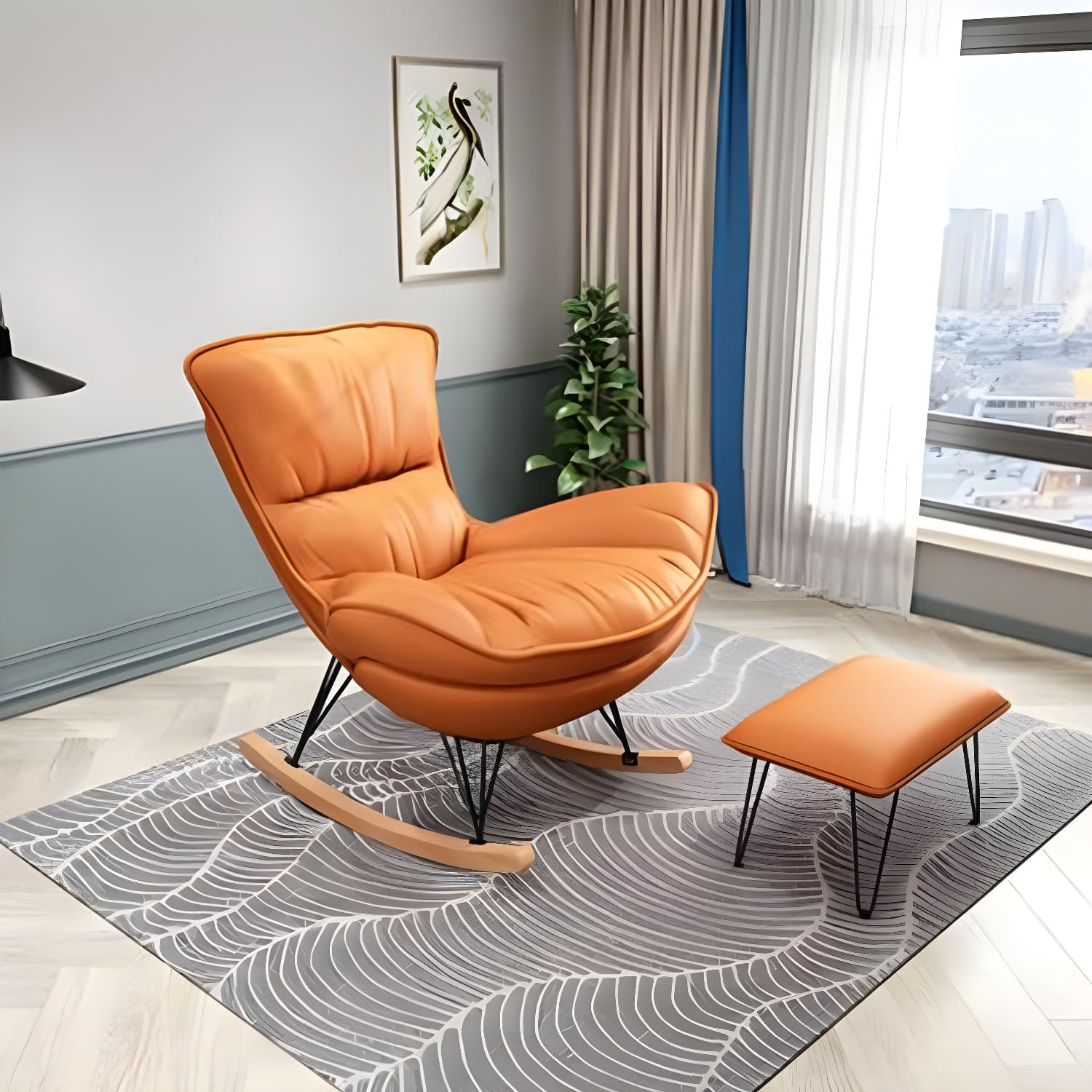 Modern Style Rocking Chair Indoor Sofa Rocking Chair for Living Room thumbnail 7