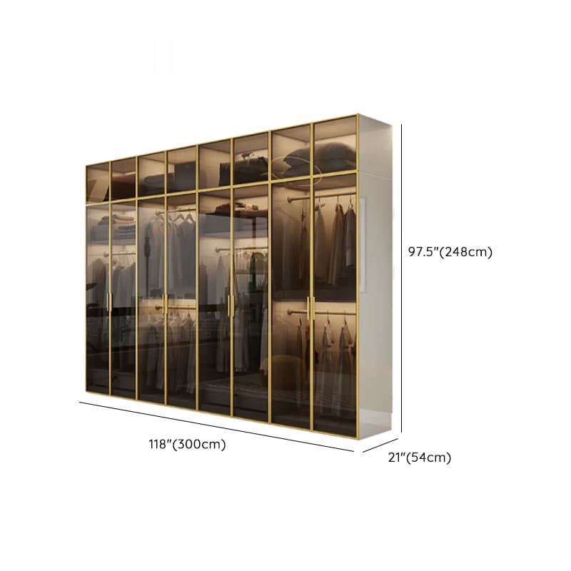 White Trendy Reclaimed Wood Almirah with Soft Close Drawer, Interior Shelves, and Hanging Rod thumbnail 29