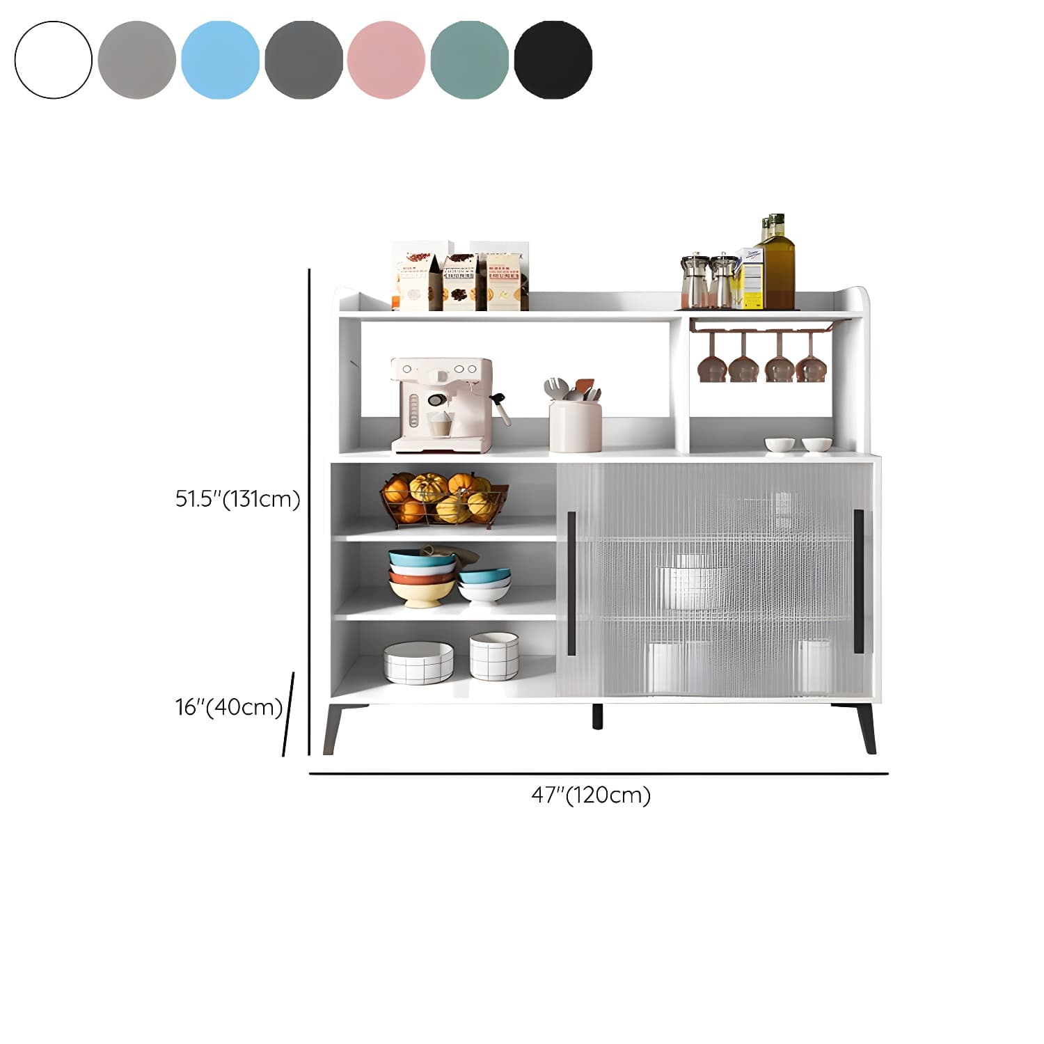 Contemporary Engineered Wood Glass Door Sideboard with Shelf for Dinging Room thumbnail 18