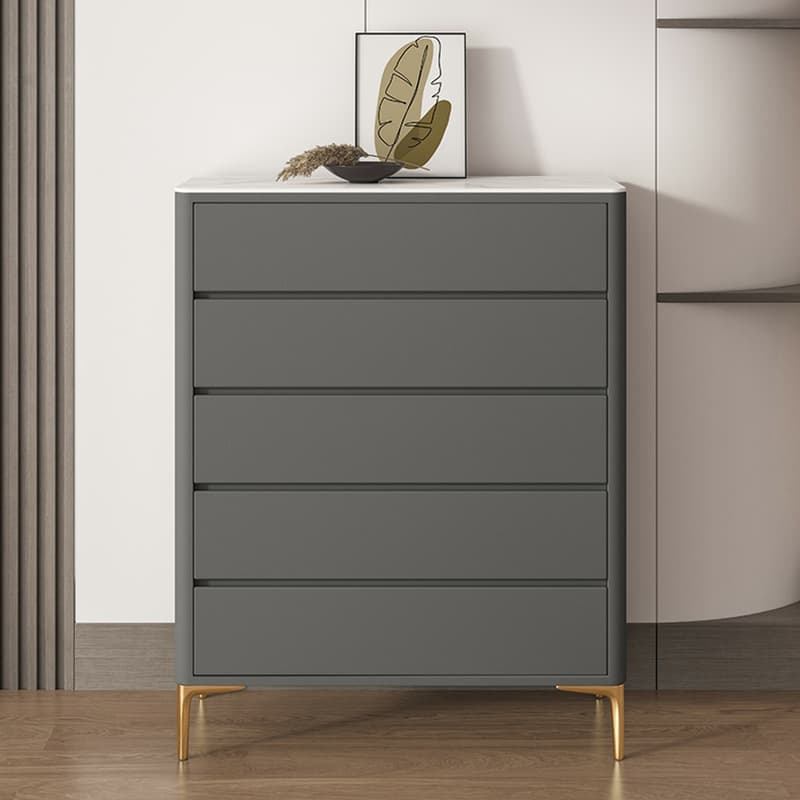 Glam Style Solid Wood Storage Chest with Stone Top and Soft-Close Drawers thumbnail 9