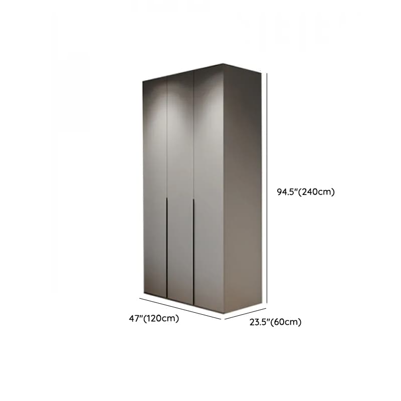 Dove Grey Minimalist Manufactured Wood Wardrobe Closet with Compartments, Soft Close Door, Interior Shelves, and Clothing Rod thumbnail 12