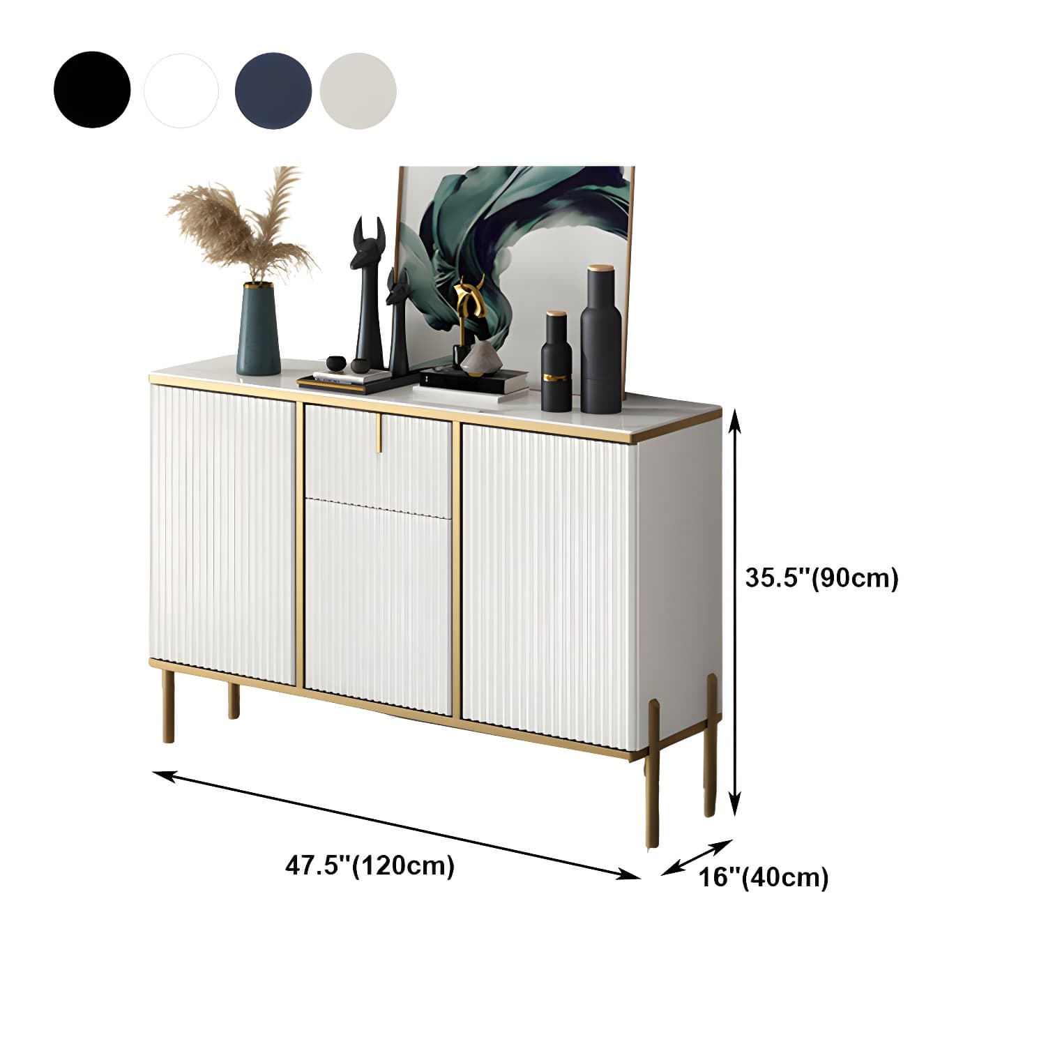 Glam Style Buffet Sideboard Sintered Stone Top Server with Door and Drawer - image 17