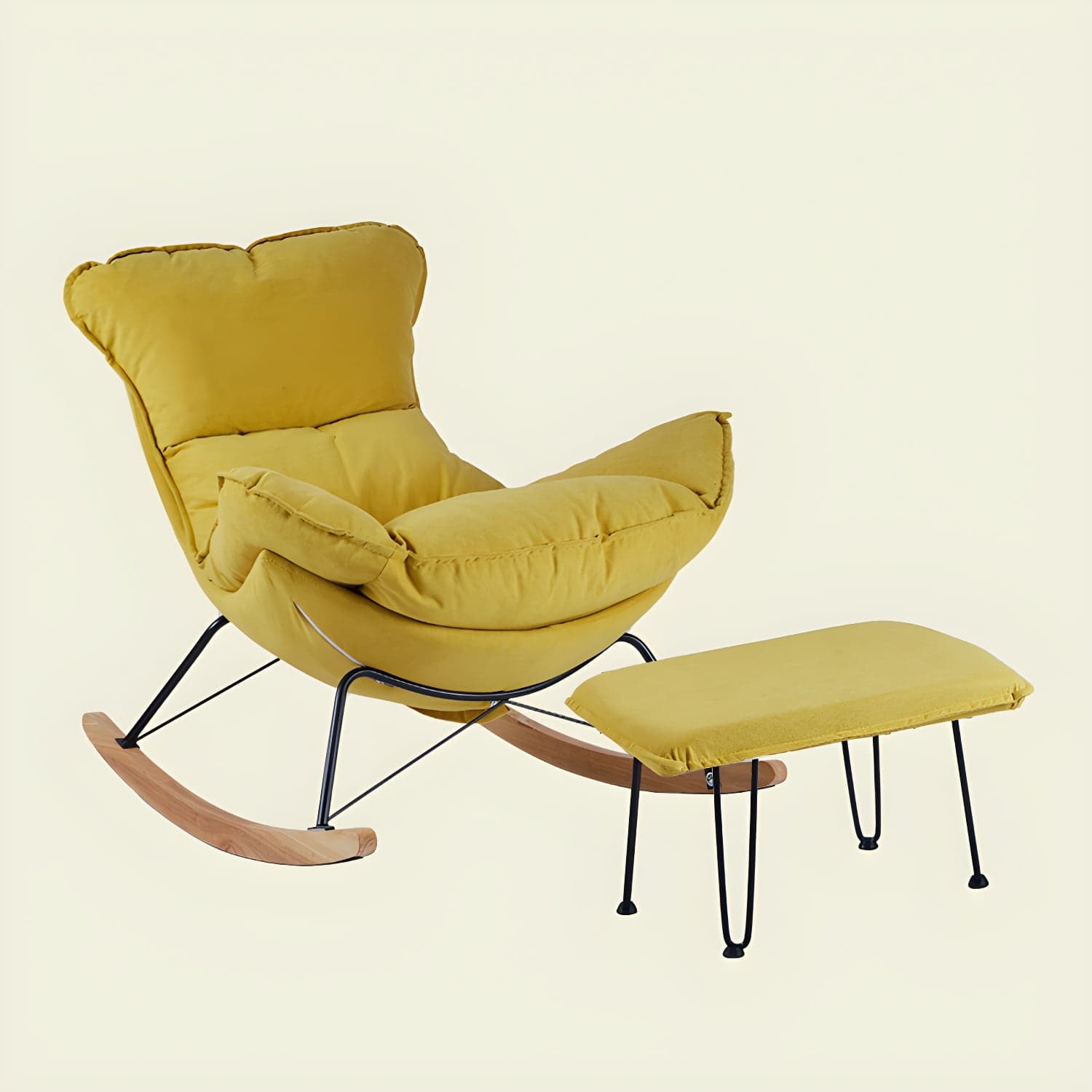 Contemporary Rocking Chair Fabric Upholstered Tufted Wing Chair Back Baby Rocking Chair thumbnail 7