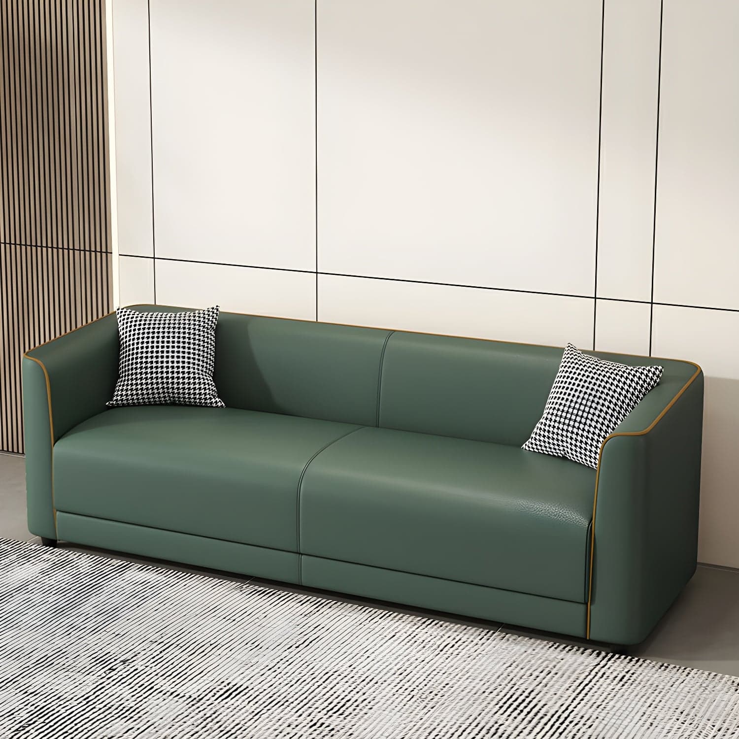 Tuxedo Arm Sofa with Tight Back 25.98" High Contemporary Faux Leather thumbnail 1