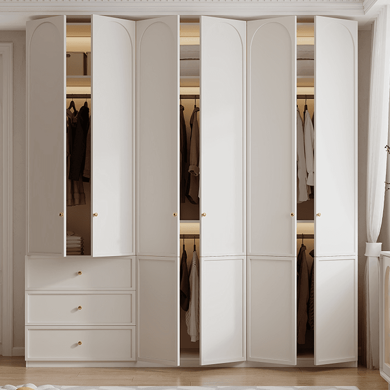 Minimalist Manufactured Wood Independent Almirah with 3-Drawer, Interior Shelves, and Clothing Rod thumbnail 3