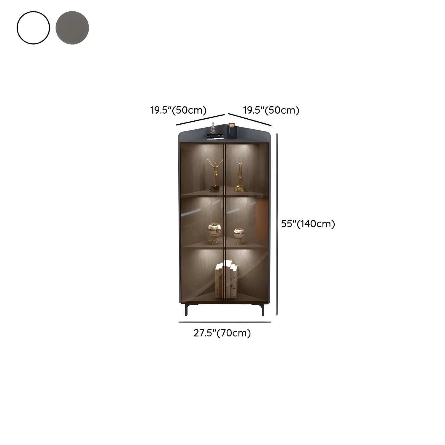 Modern Black Corner Accent. Wood Countertop. Glass Doors. Cabinets included thumbnail 14