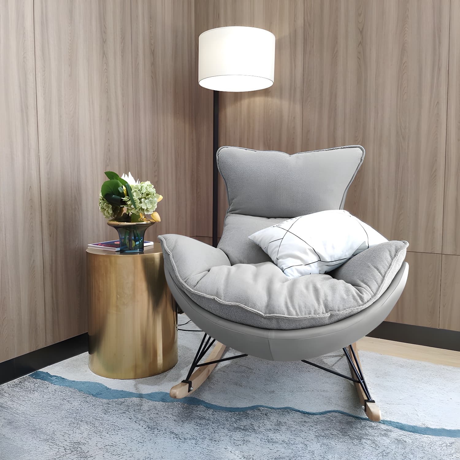 Modern Rocking Chair Solid Wood Rocker Chair with Light Legs thumbnail 10