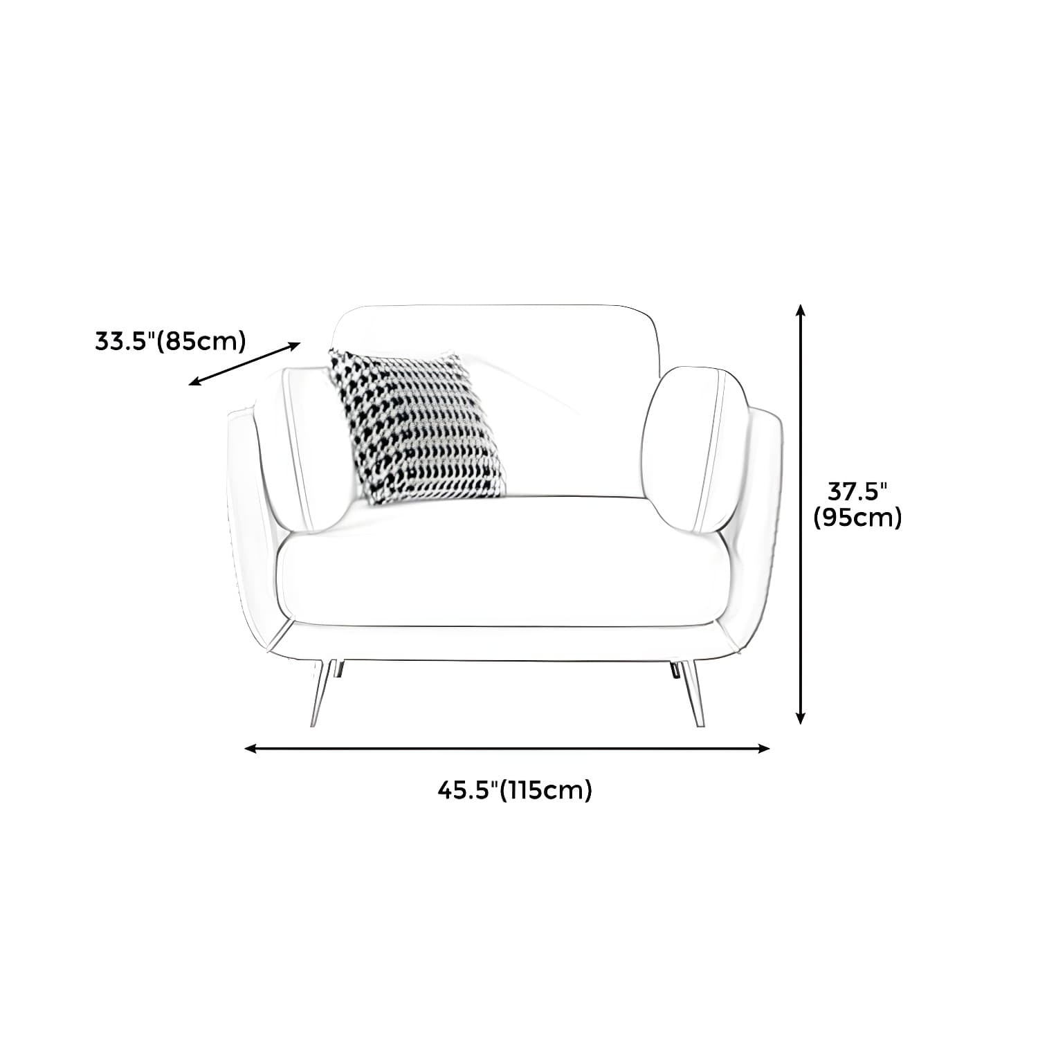 36" High Modern Velvet Square Arm Sofa with 2 Pillows Standard Sofa for Living Room thumbnail 16