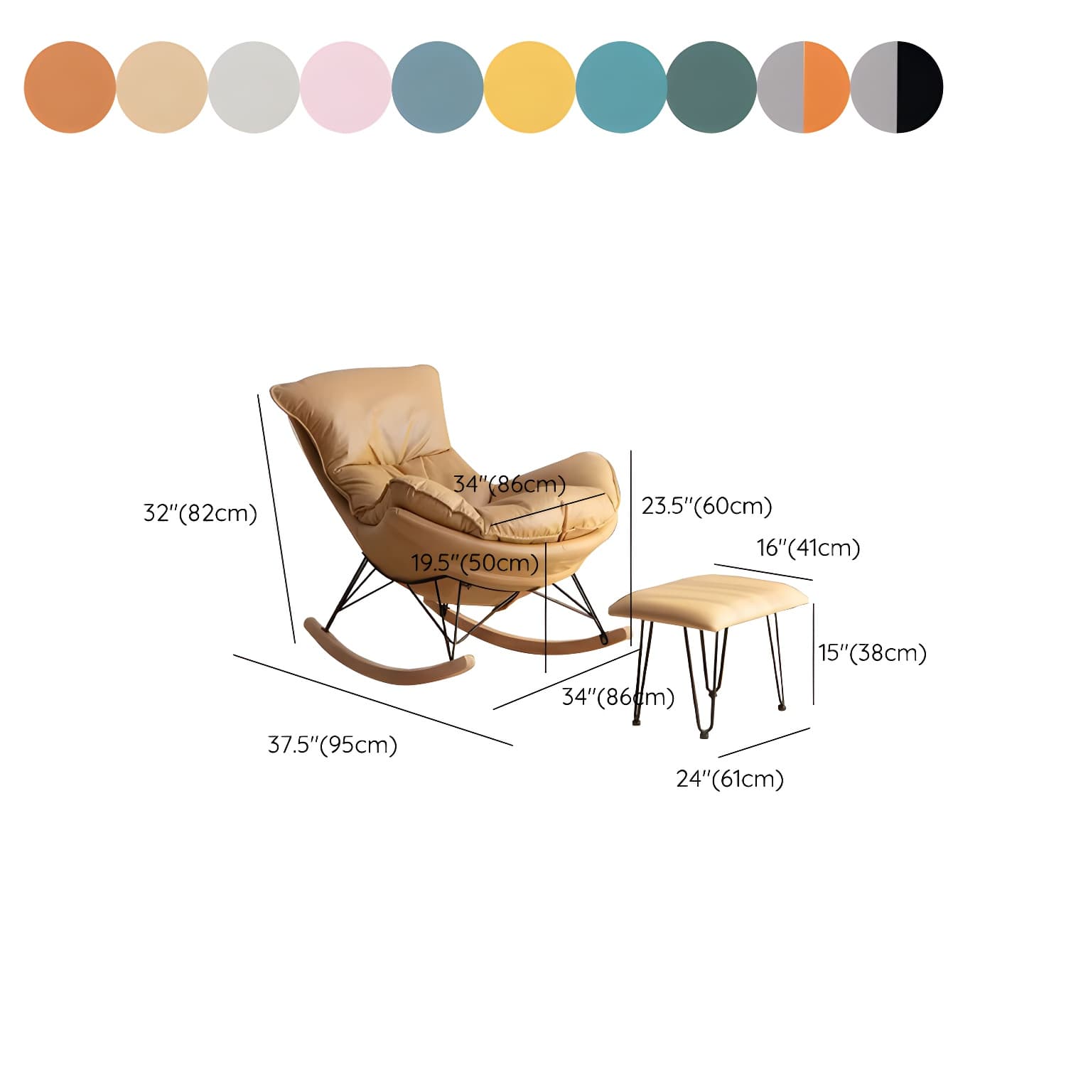 Modern Single Lazy Rocking Chair Indoor Sofa Rocking Chair with Cushion thumbnail 16