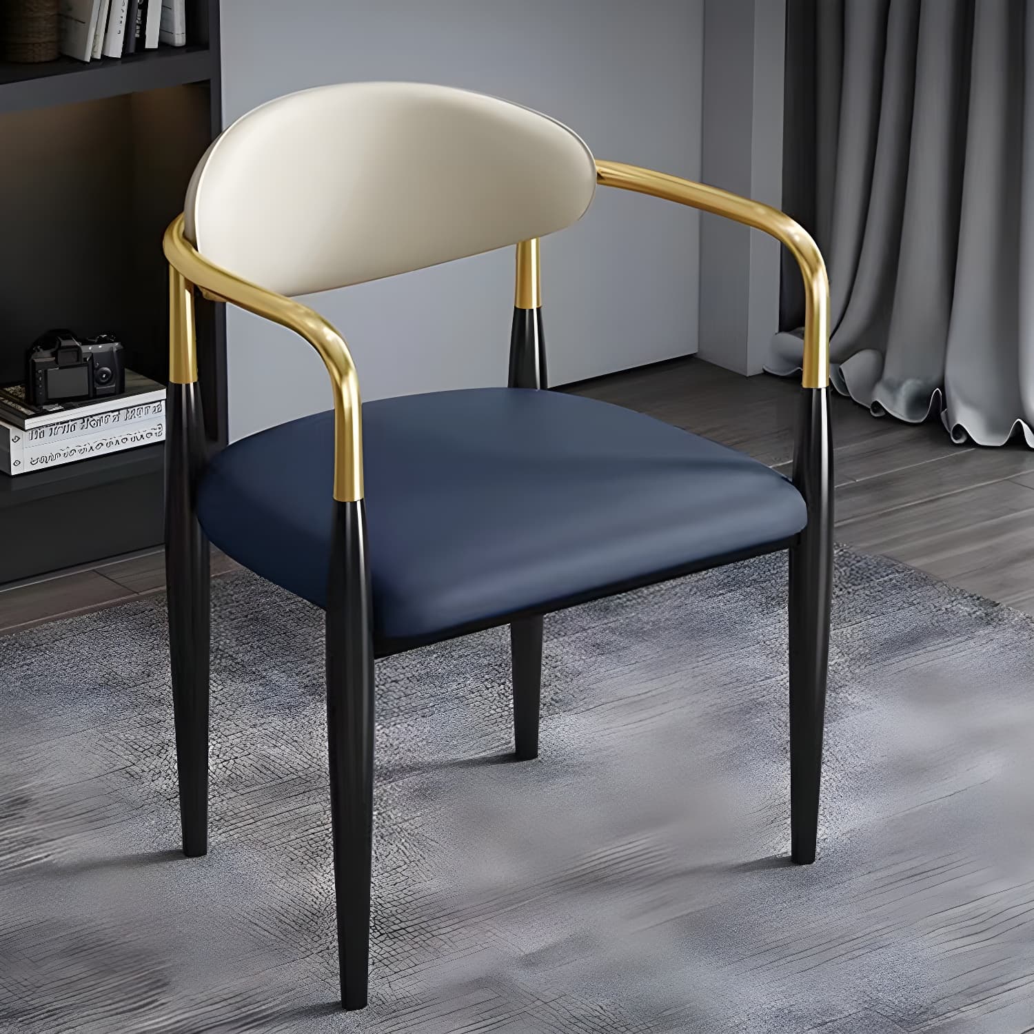 Contemporary Metal Dining Chair Black Legs Dining Room Arm Chair thumbnail 10
