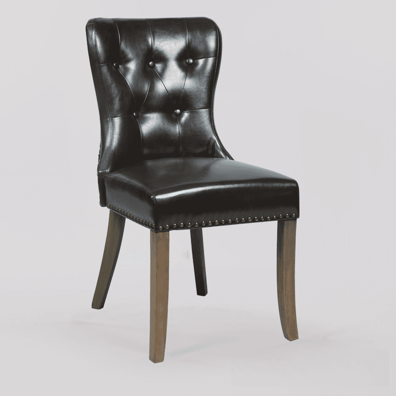 Vintage Secure Bordered Button-tufted Upholstered Side Chair with Wingbacked Chair, Nailhead Detailing and Foot Pads thumbnail 4