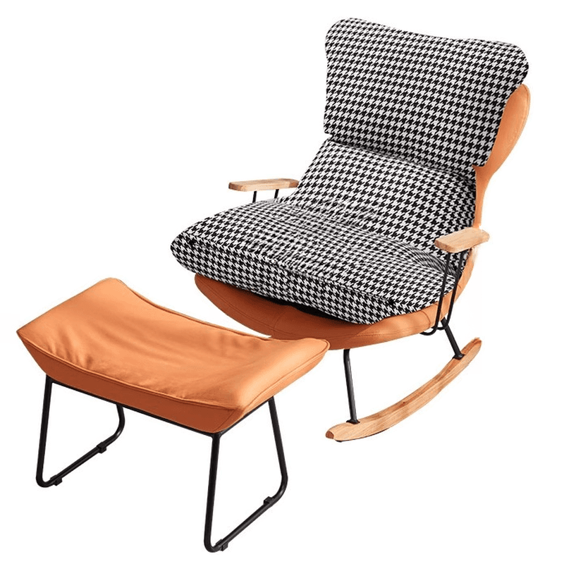 1 Piece Set/2 Piece Set Water Resistant Padded Living Room Rocking Chair in Chalk/Grey/Citrus Color with Upholstered Back and Track Arm in a Simple Style, Ottoman Included/Not Included thumbnail 20