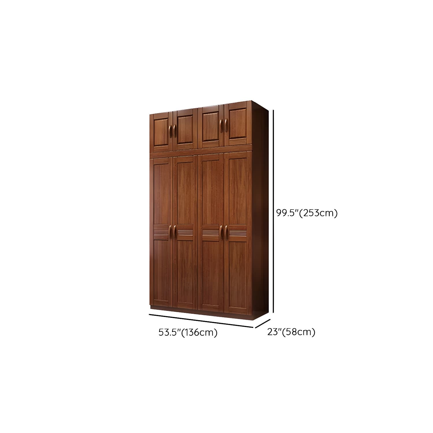 Wood Brown Rustic Wardrobe Armoire with Drawers & Shelves, Walnut Finish thumbnail 17