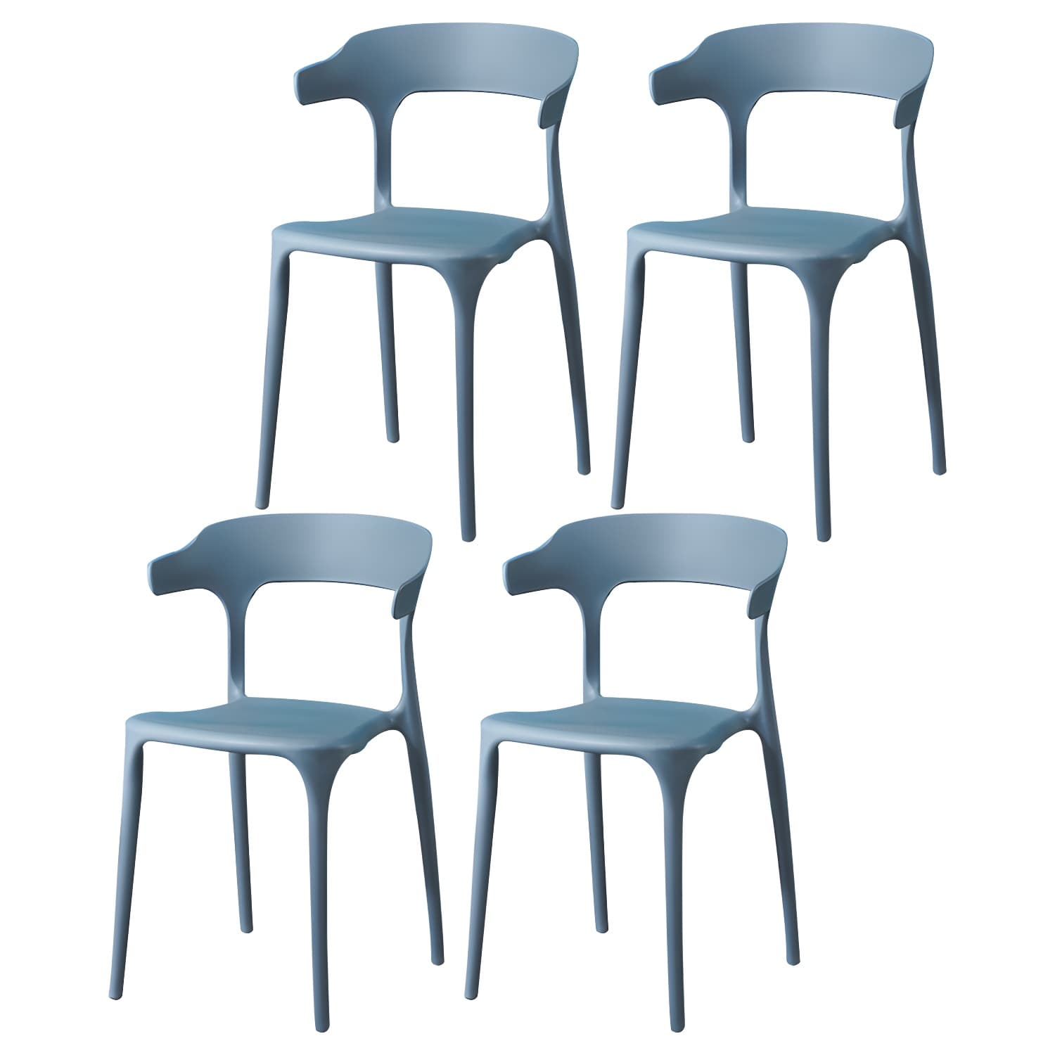 Glam Plastic Side Chair Matte Finish Open Back Dining Chair for Dinning Room thumbnail 6