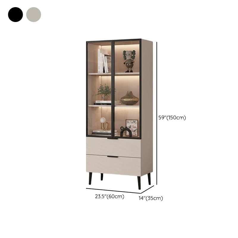 Simple Rectangular Damp-proof Accent Cabinet with Closet, Glazed Door, Chalk/Sand Top, and Soft Close Drawer thumbnail 12