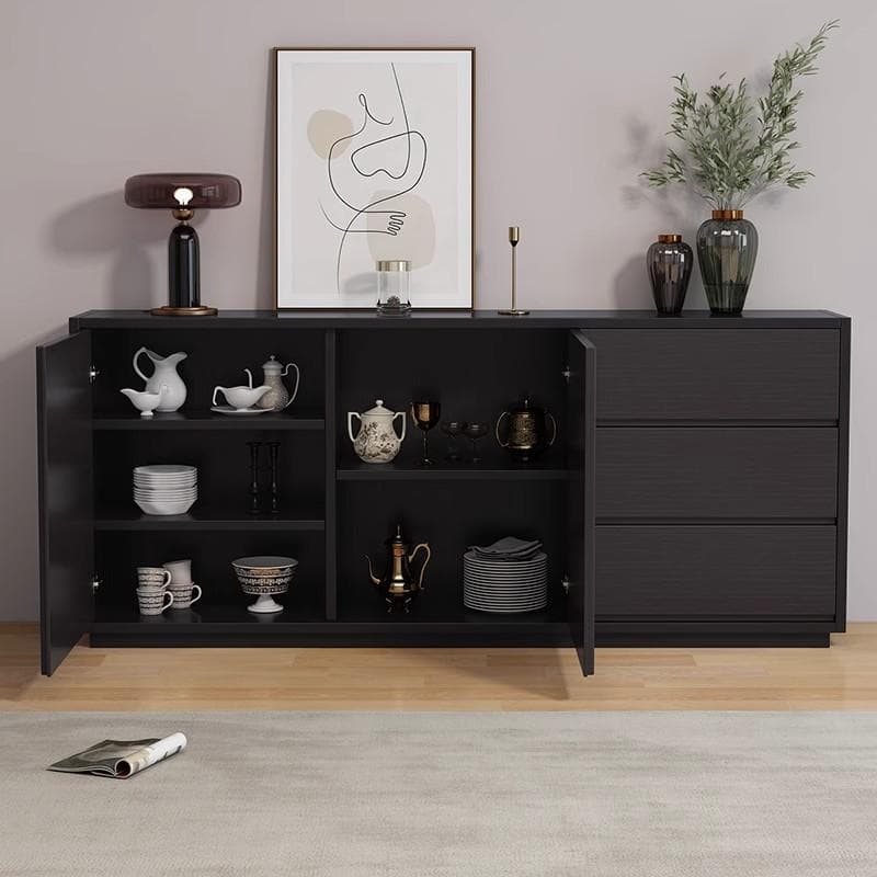Sideboard with 3 Drawers, Cabinet, Standard Narrow Sizes, Four Internal Shelves, Wood Countertop, and 2 Doors thumbnail 5