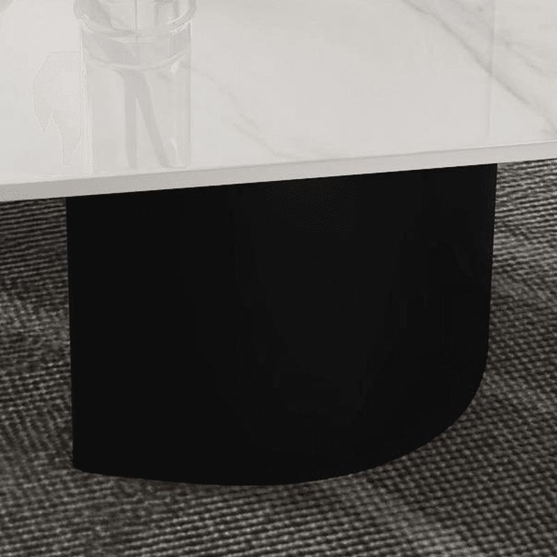 Modern Farmhouse Stone White Irregular Single Coffee Table with Twin Pedestal Base thumbnail 12