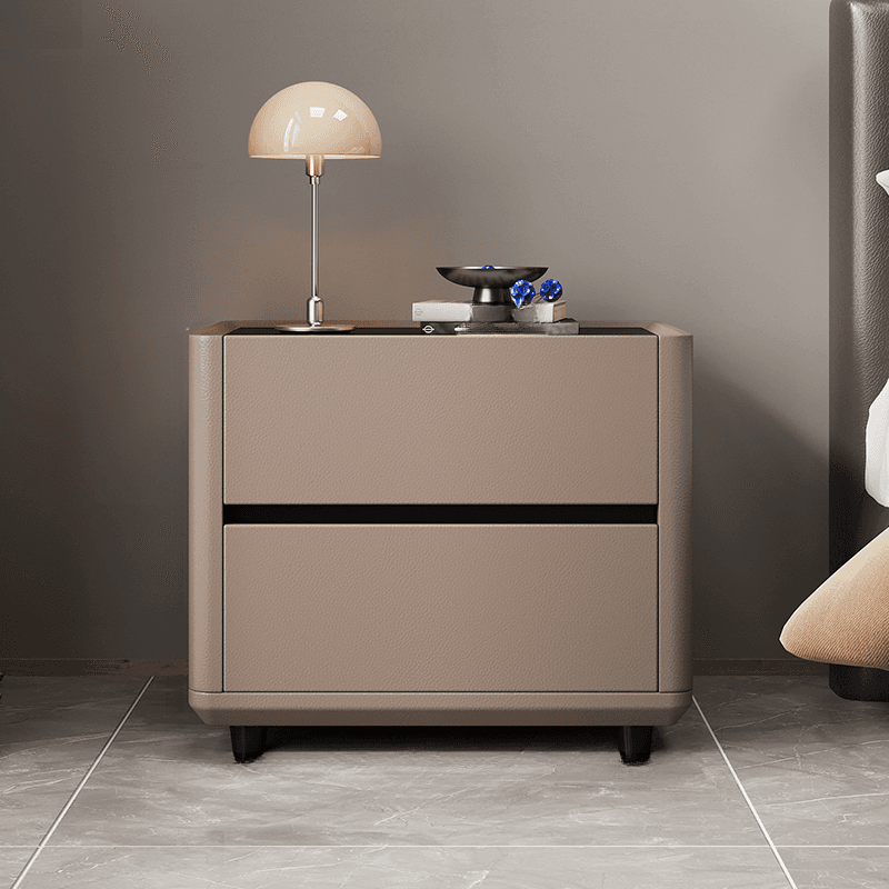Organic Modern Nightstand With Drawer Organization Featuring 2 Drawers and Stone Countertop thumbnail 5