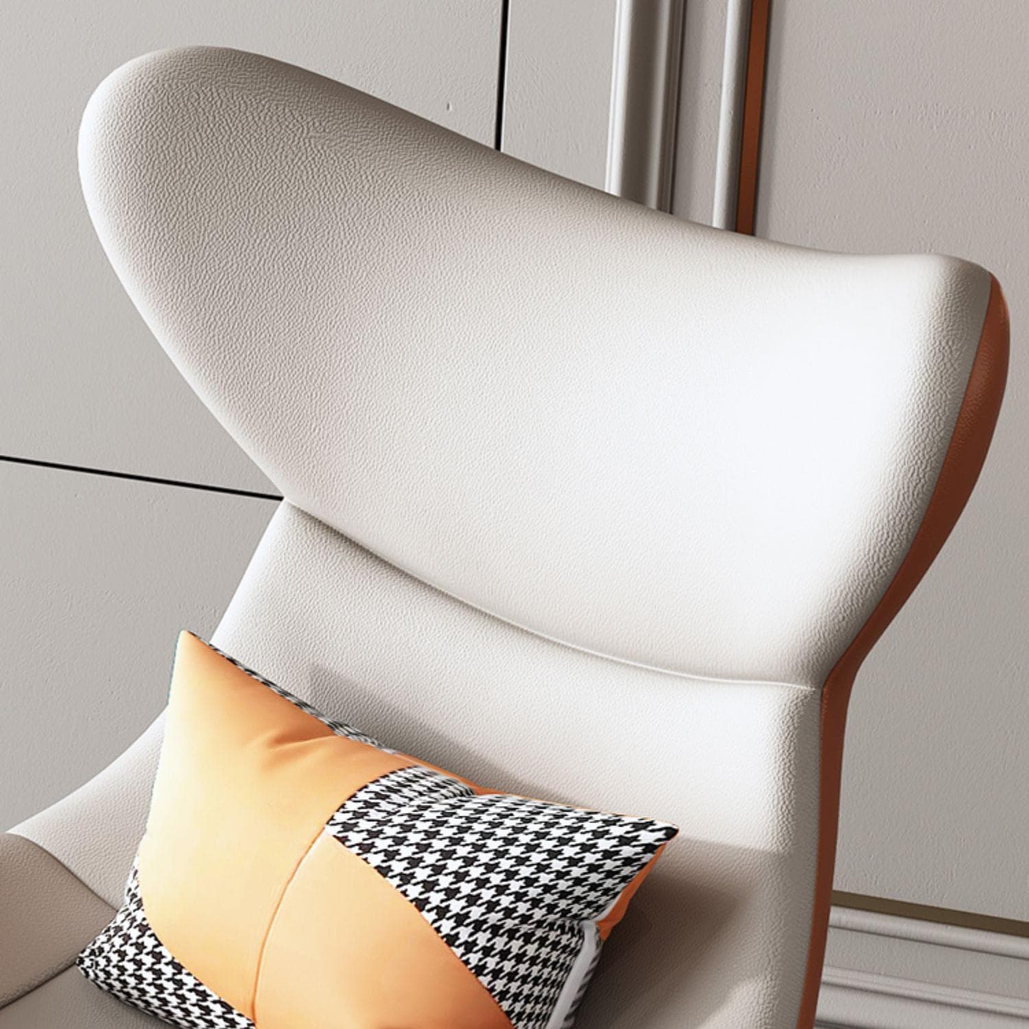 Modern Non-Scratch Armless Indoor Solid Wood Faux Leather Rocking Chair thumbnail 9