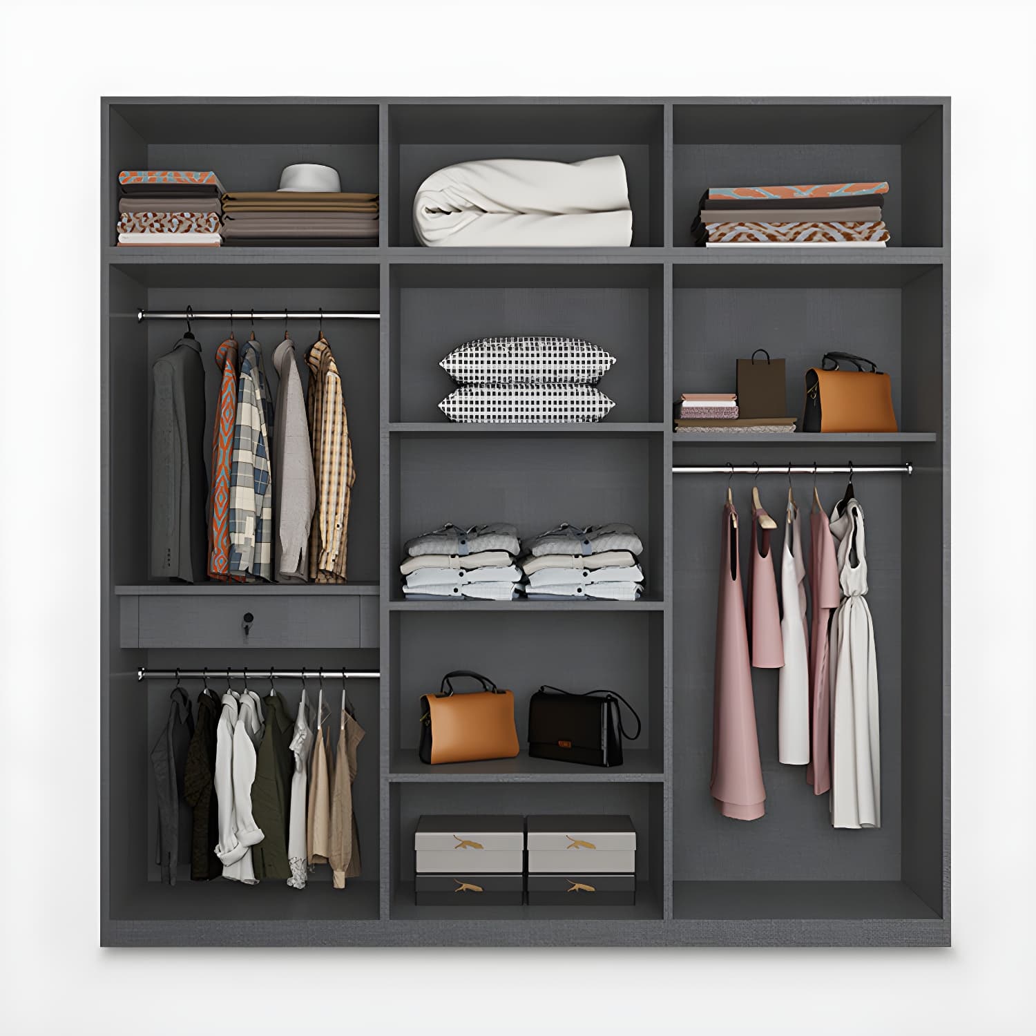 Modern Style Wooden Wardrobe Soft Close Door Wardrobe Closet with Drawer thumbnail 8