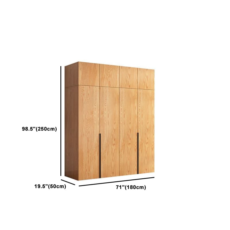Natural Wood Freestanding Wardrobe Closet with Natural Doors thumbnail 26