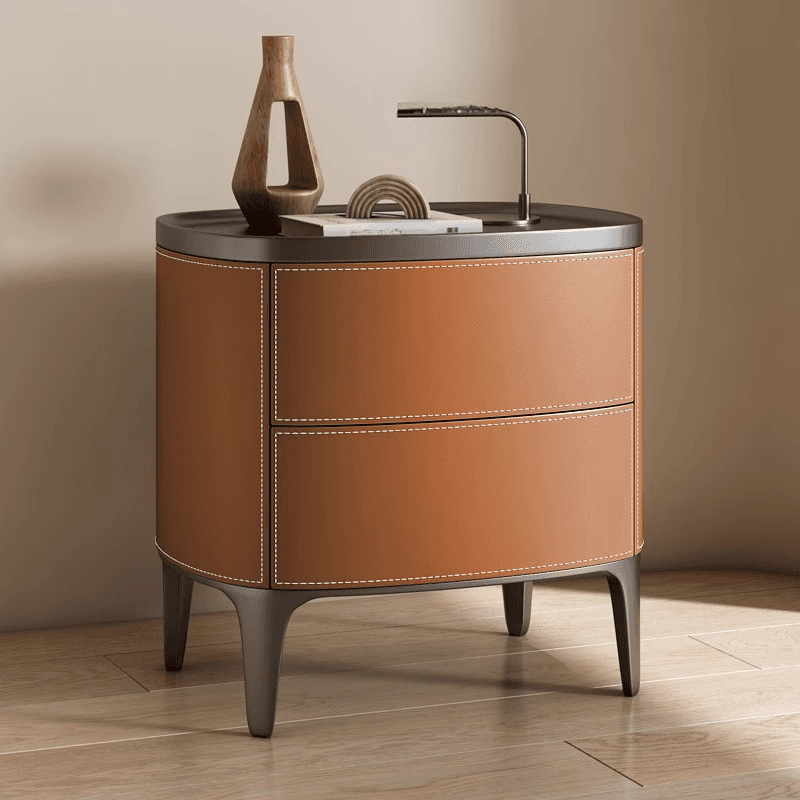Contemporary 2 Tiers Drawer Storage Bedside Table with Real Wood Countertop thumbnail 9