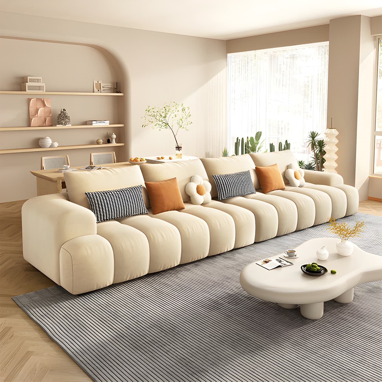 Modern Suede Sectional Sofa with Black Pine Wood Frame and Scratch Resistant Design thumbnail 16