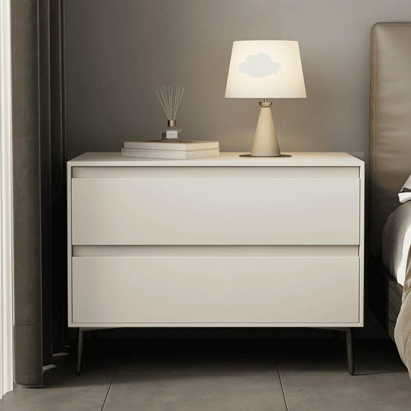 Scandinavian 2 Drawers Nightstand With Drawer Storage in Artificial Leather with Leg thumbnail 8