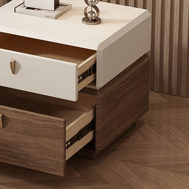 Organic Modern 2 Tiers Nightstand With Drawer Organization in Pleather thumbnail 12