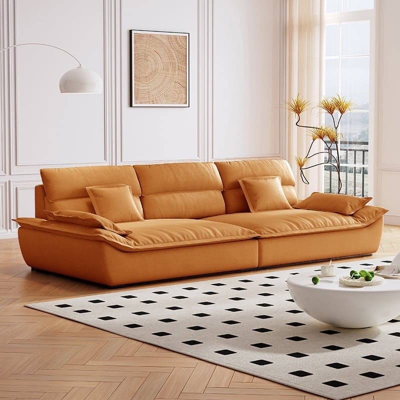 Contemporary Scratch-tolerant Solid Color Standard Sofa in Dark Gray/White/Light Blue, Seats 5 with 2 Pillows thumbnail 4