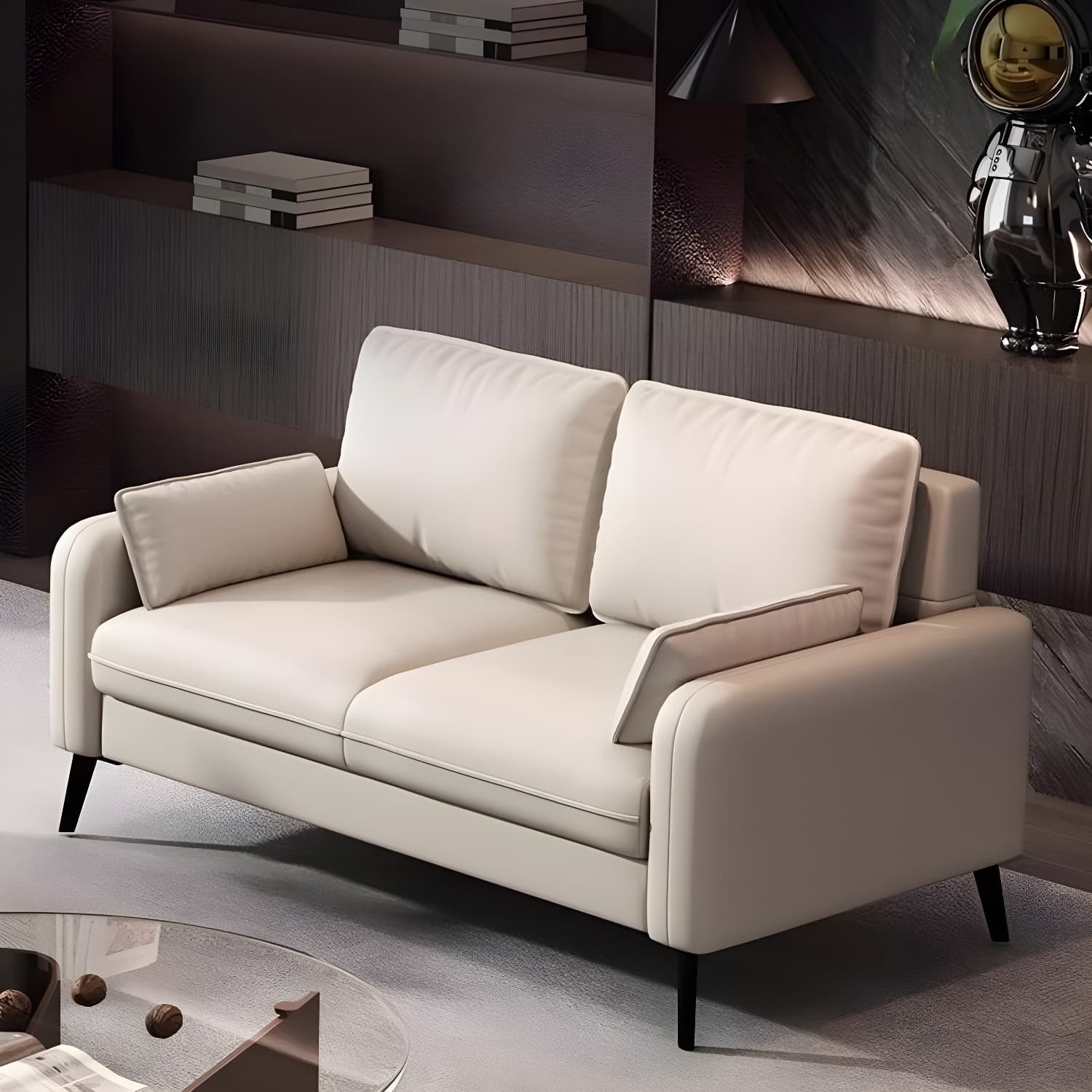 2-Seater Modern Cushioned Sofa with Bolster Pillows for Living Room thumbnail 9