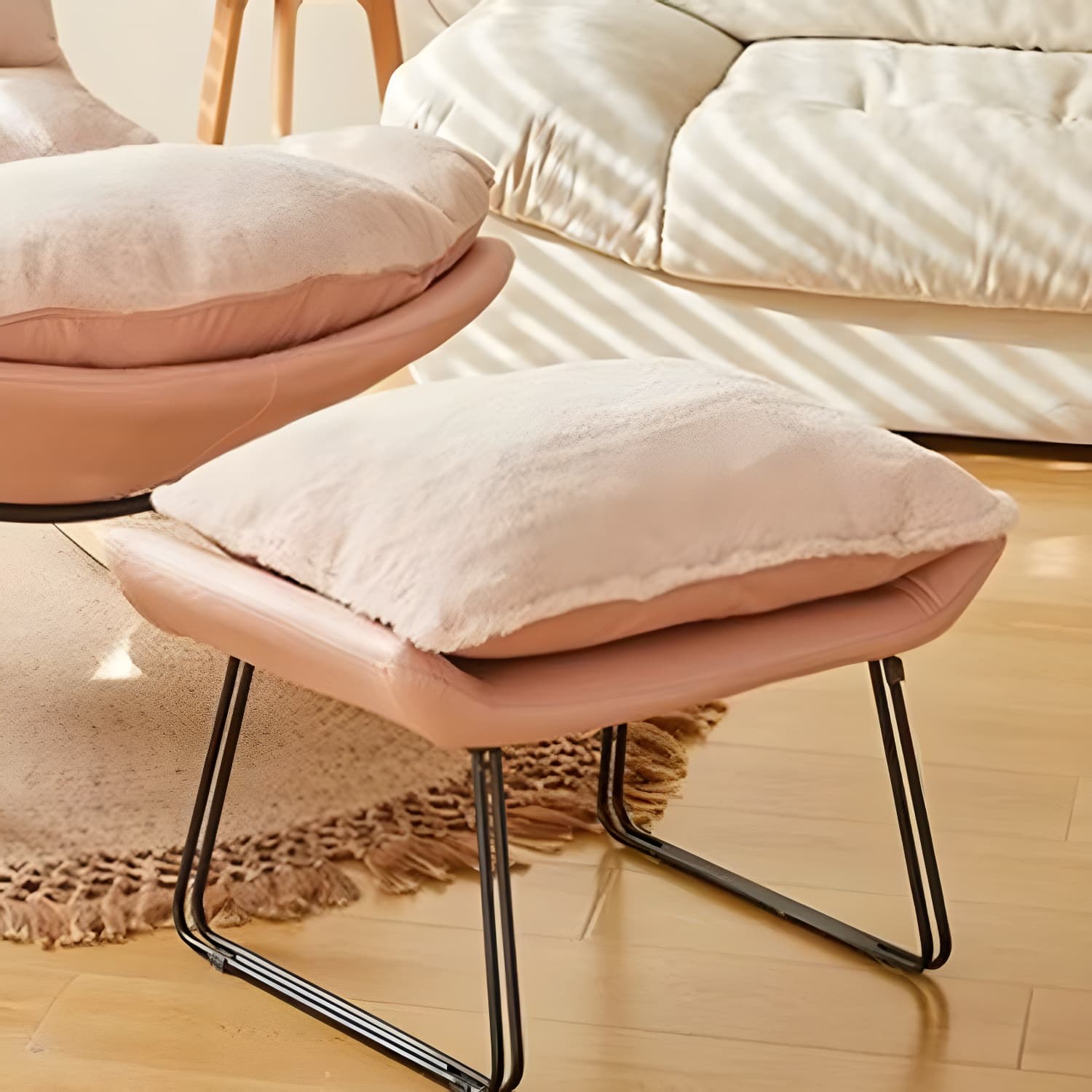 Stylish and Comfortable Modern Upholstered Rocking Chair with Natural Wood Legs thumbnail 13